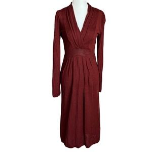 Peruvian Connection Baby Alpaca Silk Knit Dress Long Sleeve Red Small Boho